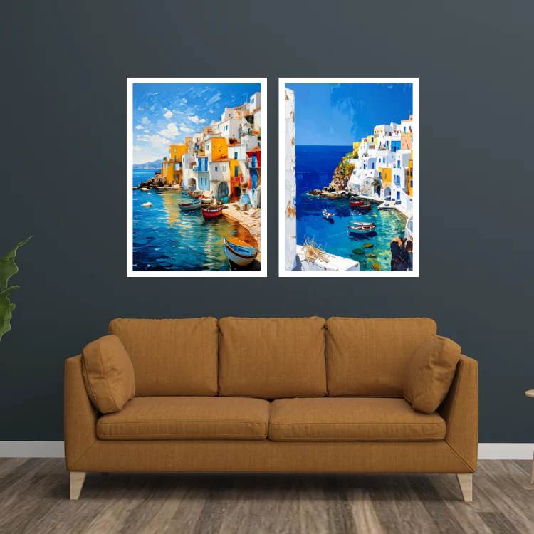 Coastal Village - Set Of 2 – Wall Art Canvas WallArtVibes