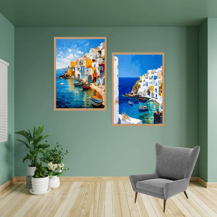 Coastal Village - Set Of 2 – Wall Art Canvas WallArtVibes