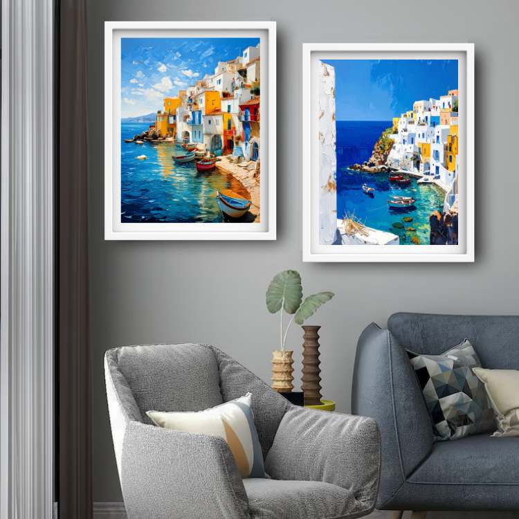 Coastal Village - Set Of 2 – Wall Art Canvas WallArtVibes