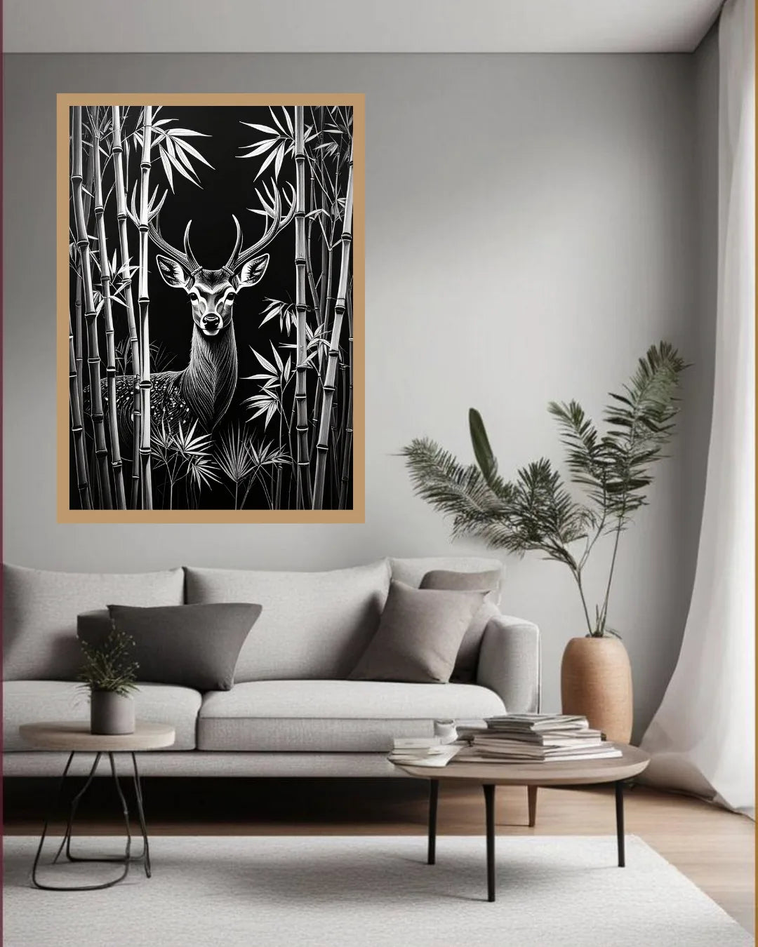 Deer in the Bamboo Forest – Wall Art Canvas