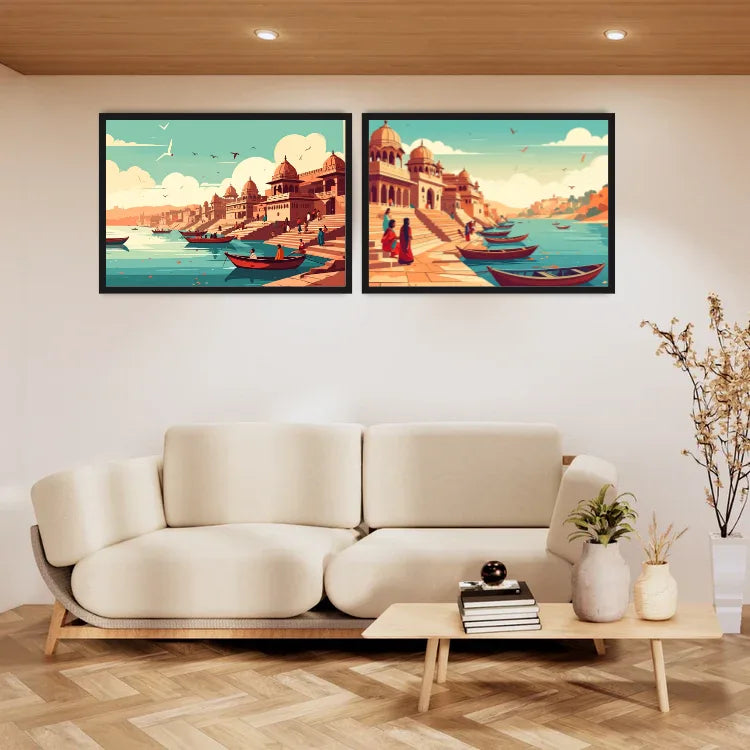 Banaras Ghat - Set Of 2 – Wall Art Canvas WallArtVibes