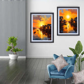 Riverside in Radiant Light - Set Of 2 - Wall Art Canvas WallArtVibes