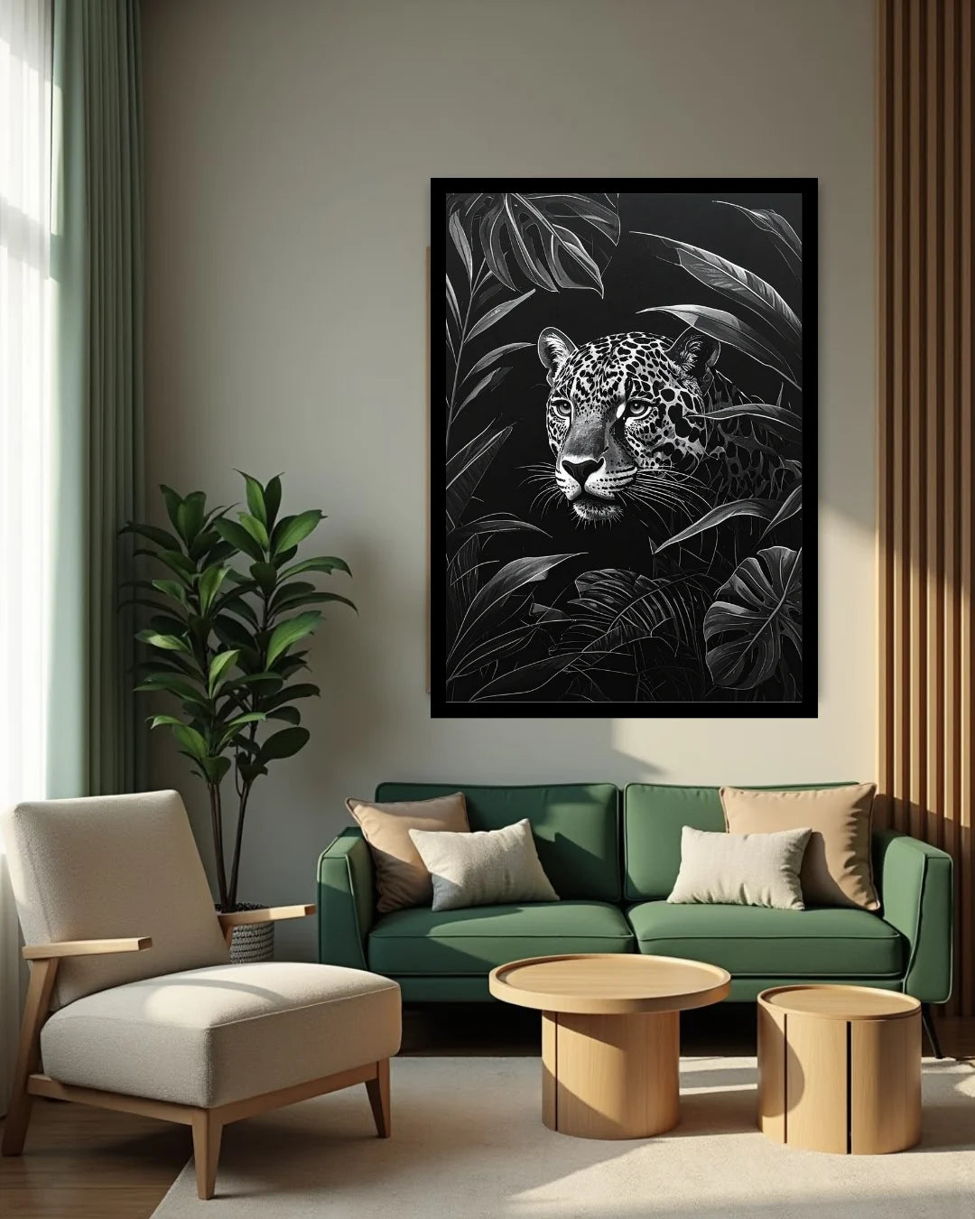 Black &amp; White Leopard in the Jungle – Wall Art Canvas