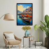 Banaras Boats on the Ghat – Wall Art Canvas WallArtVibes