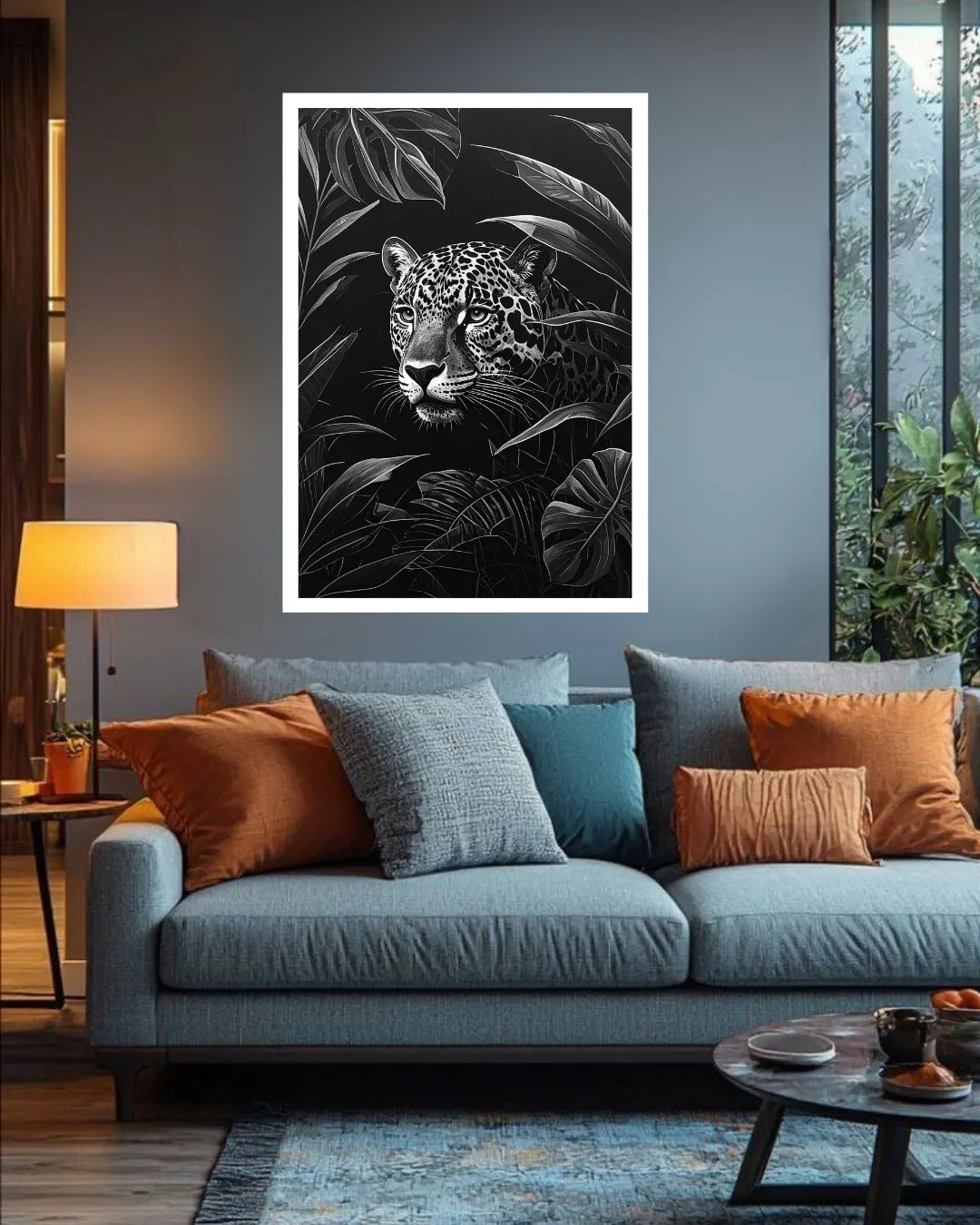 Black &amp; White Leopard in the Jungle – Wall Art Canvas