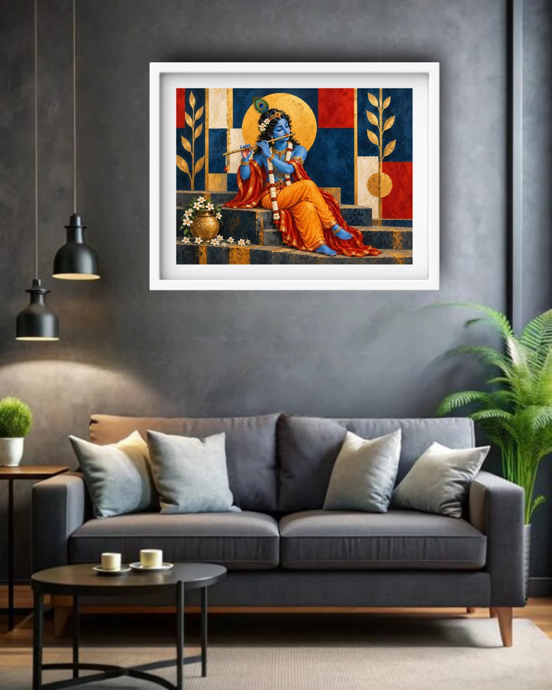 Divine Lord Krishna Playing Flute – Wall Art Canvas