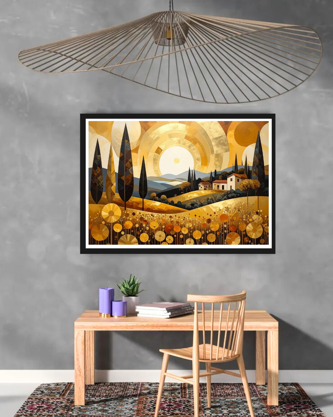 Golden Countryside Sunset Modern - Wall Art Canvas
