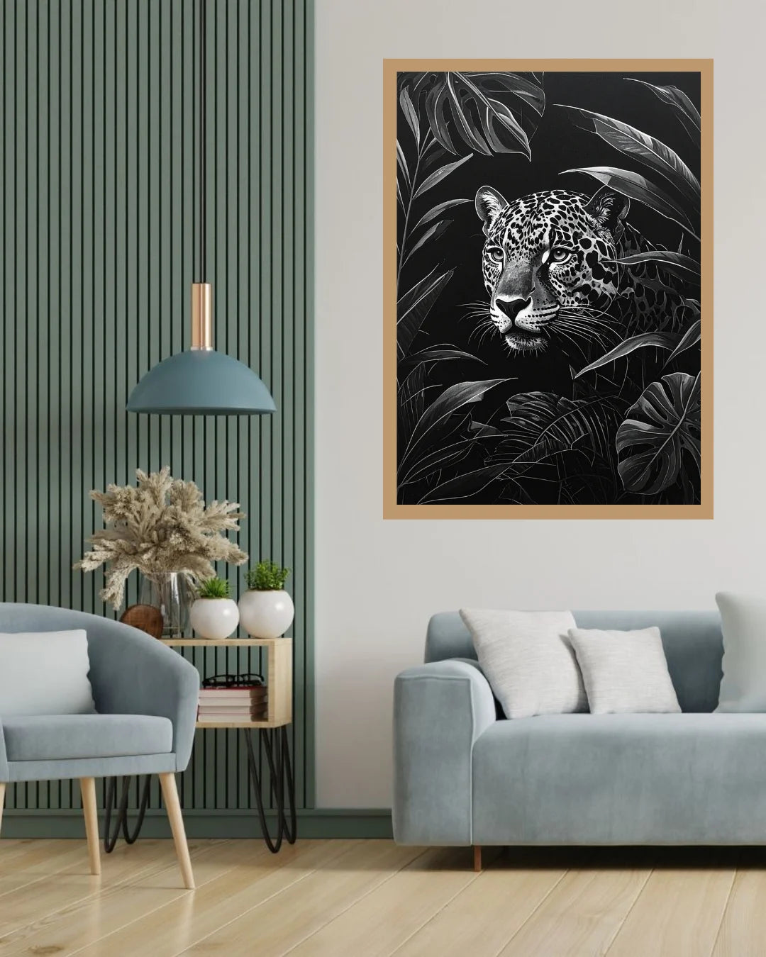 Black &amp; White Leopard in the Jungle – Wall Art Canvas
