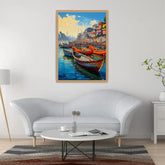 Banaras Boats on the Ghat – Wall Art Canvas WallArtVibes