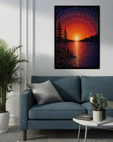 Sunset Lake Landscape Art - Wall Art Canvas WallArtVibes