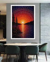 Sunset Lake Landscape Art - Wall Art Canvas WallArtVibes