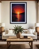 Sunset Lake Landscape Art - Wall Art Canvas WallArtVibes
