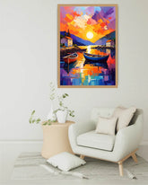Sunset Harbor: Boats in Color - Wall Art Canvas WallArtVibes