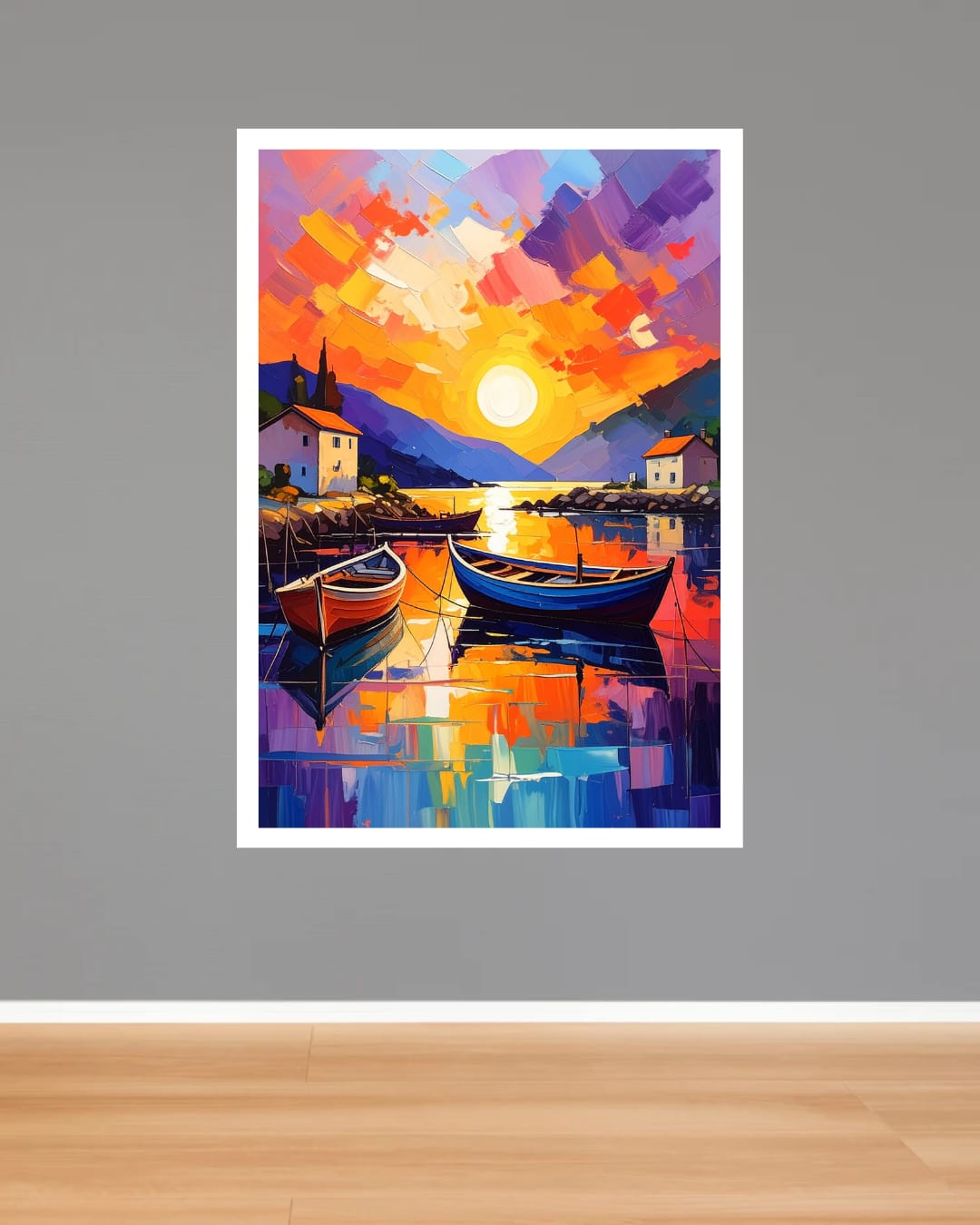 Sunset Harbor: Boats in Color - Wall Art Canvas WallArtVibes