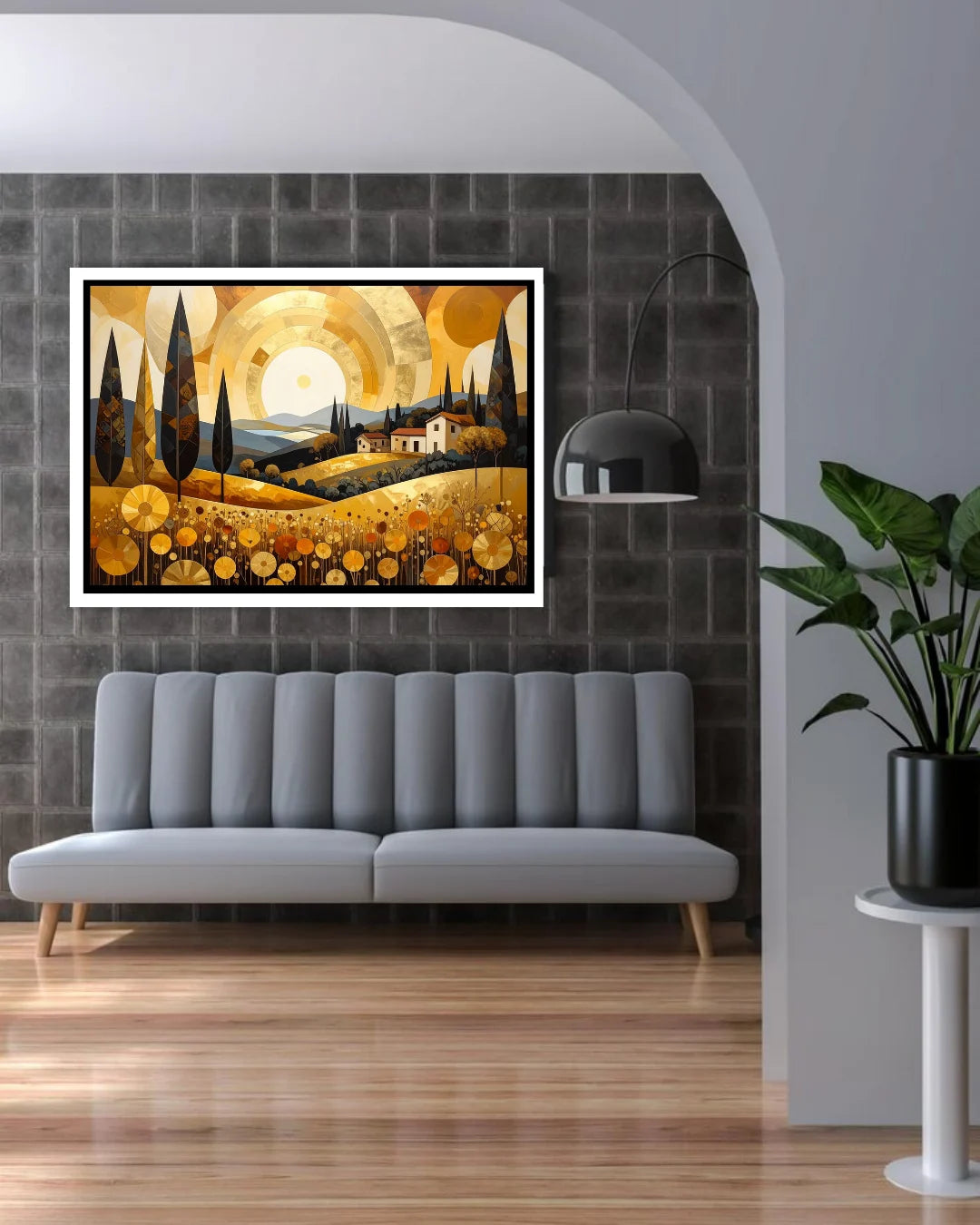 Golden Countryside Sunset Modern - Wall Art Canvas