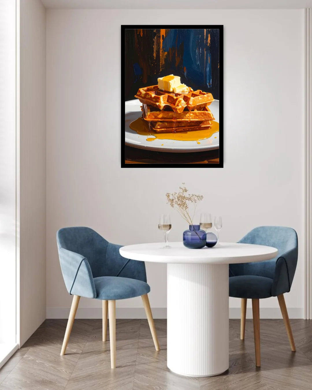 Golden Waffles with Butter &amp; Maple Syrup – Wall Art Canvas