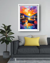 Sunset Harbor: Boats in Color - Wall Art Canvas WallArtVibes