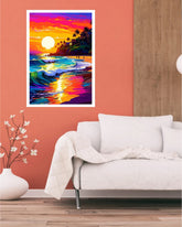 Spectrum Shores: Sunset Waves - Wall Art Canvas WallArtVibes