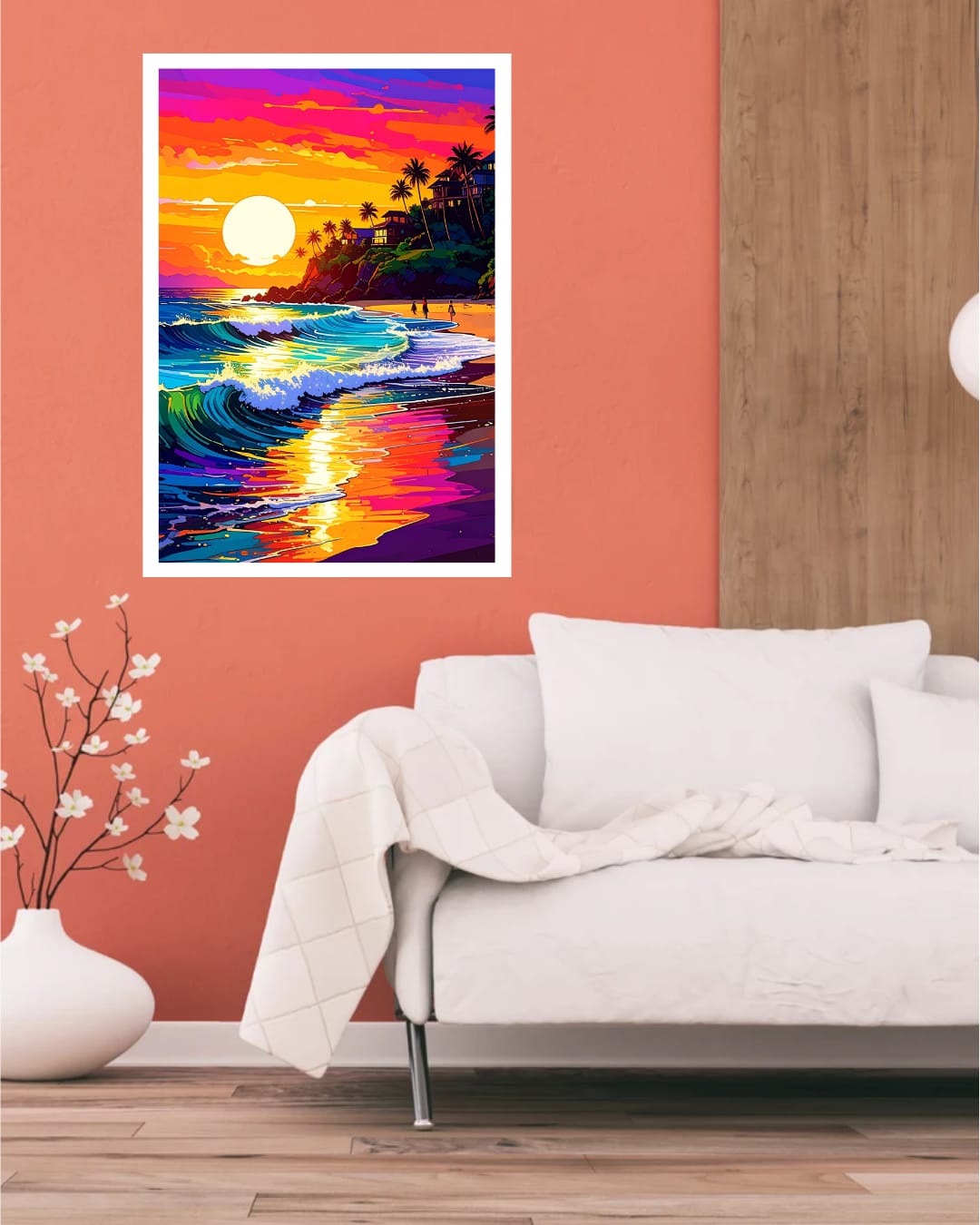 Spectrum Shores: Sunset Waves - Wall Art Canvas WallArtVibes