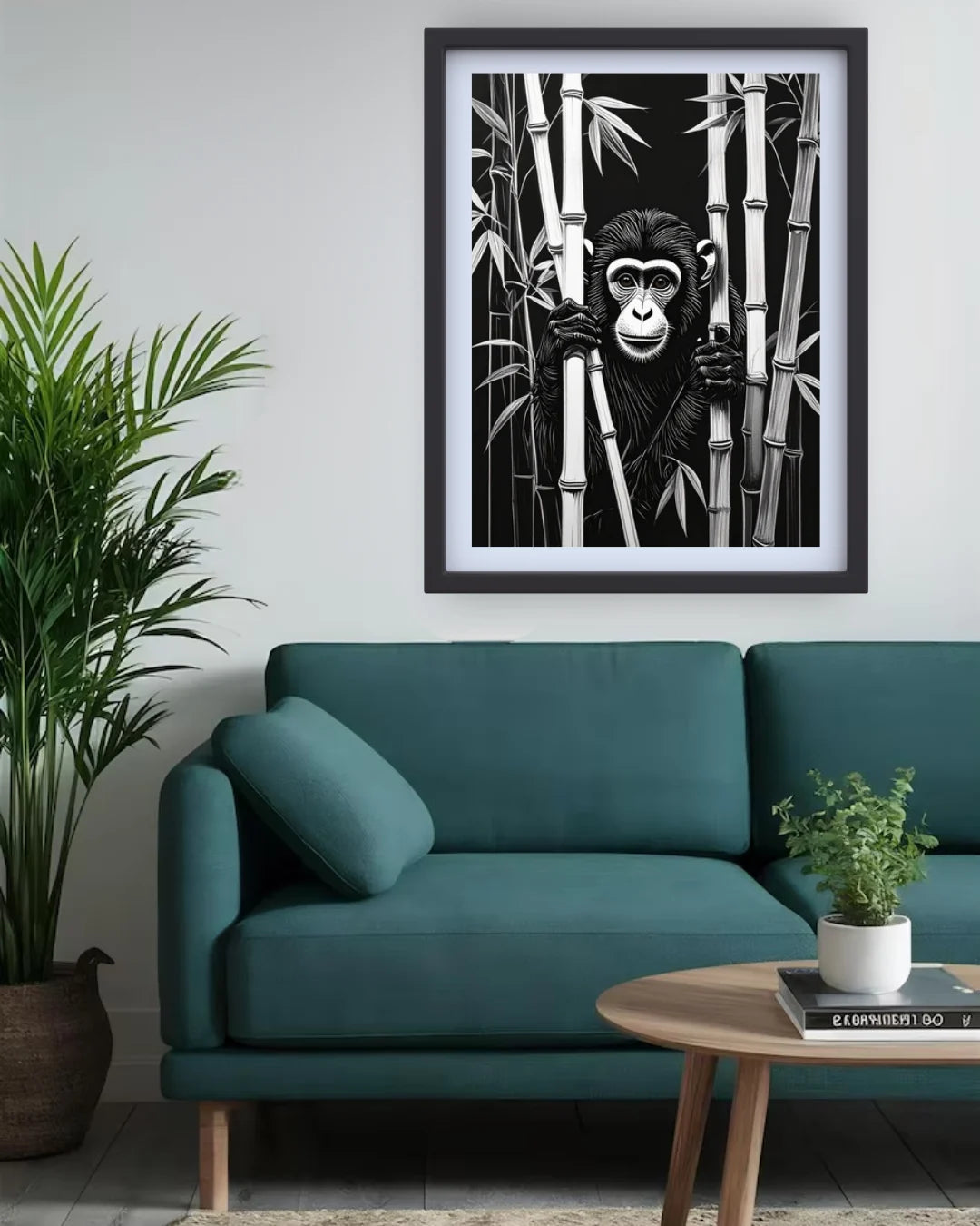 Chimpanzee Behind Bamboo – Wall Art Canvas