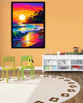 Spectrum Shores: Sunset Waves - Wall Art Canvas WallArtVibes