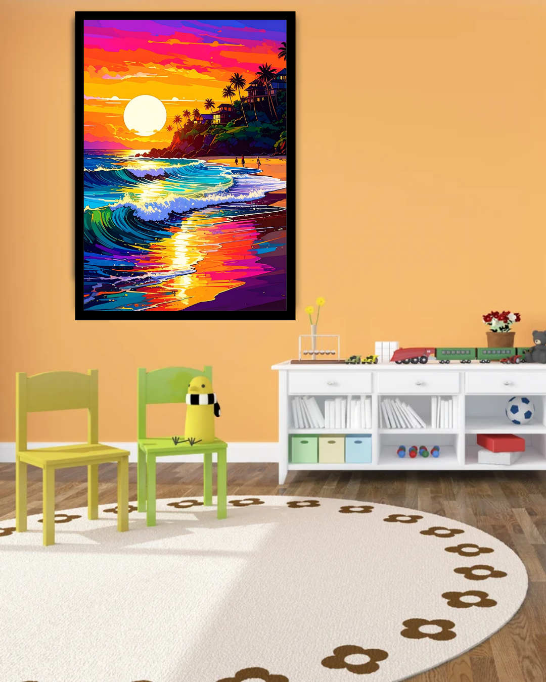 Spectrum Shores: Sunset Waves - Wall Art Canvas WallArtVibes