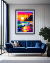 Spectrum Shores: Sunset Waves - Wall Art Canvas WallArtVibes