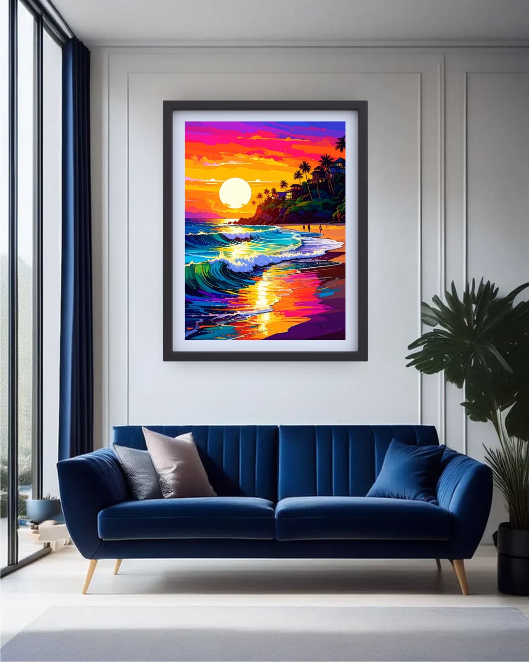 Spectrum Shores: Sunset Waves - Wall Art Canvas WallArtVibes