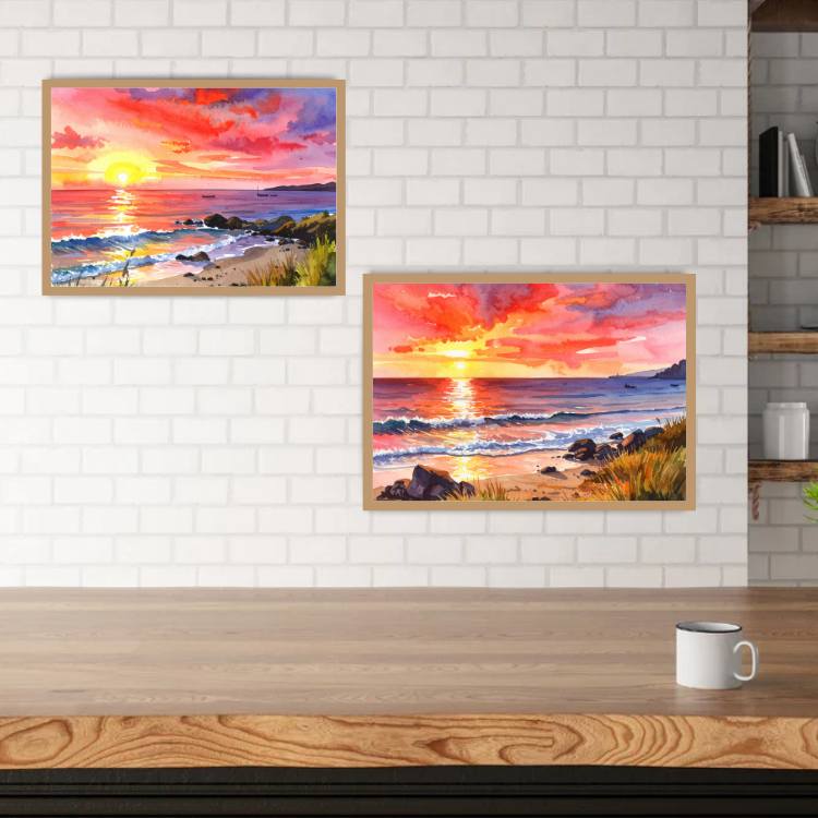 Seaside Ember - Set Of 2 - Wall Art Canvas WallArtVibes