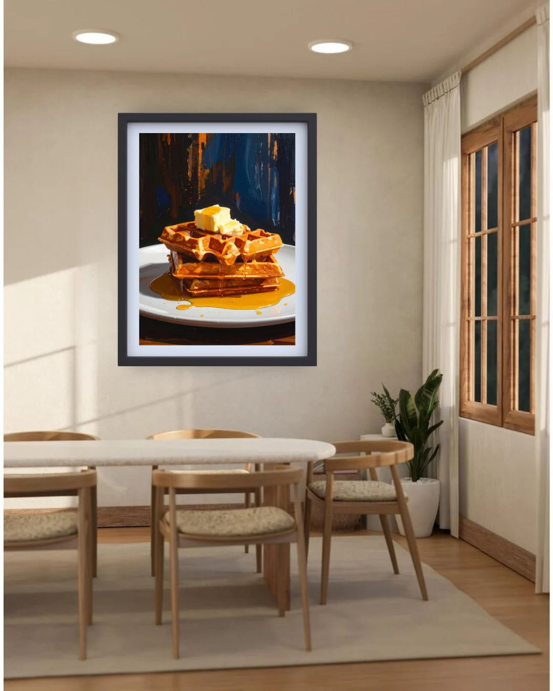 Golden Waffles with Butter &amp; Maple Syrup – Wall Art Canvas