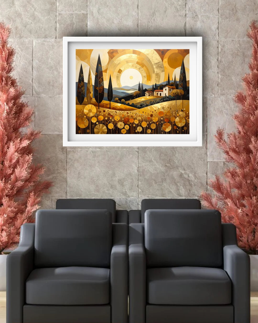 Golden Countryside Sunset Modern - Wall Art Canvas