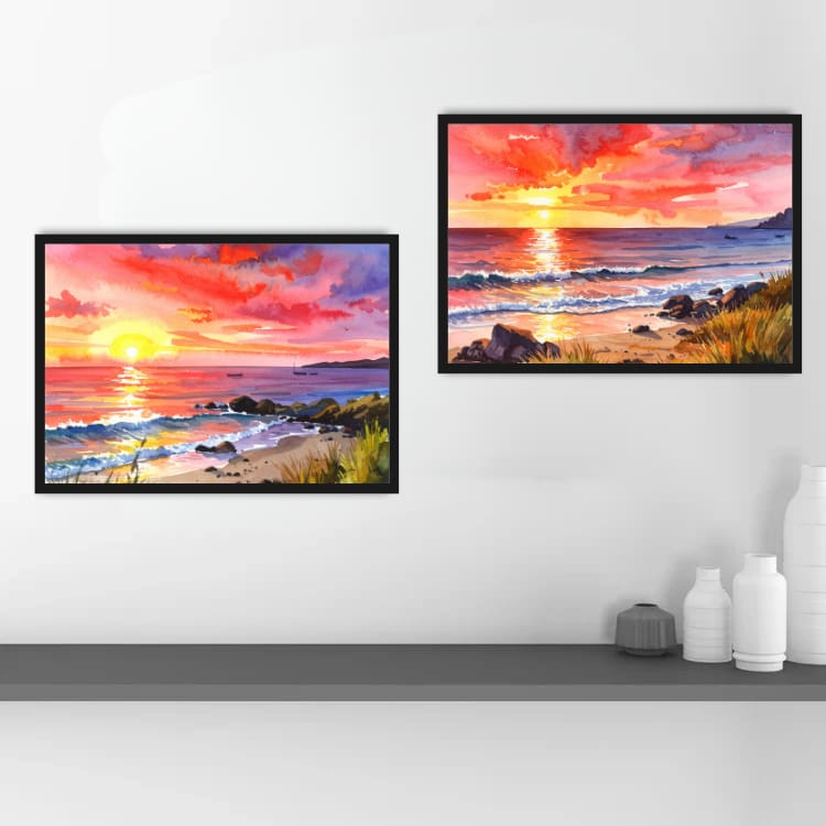 Seaside Ember - Set Of 2 - Wall Art Canvas WallArtVibes