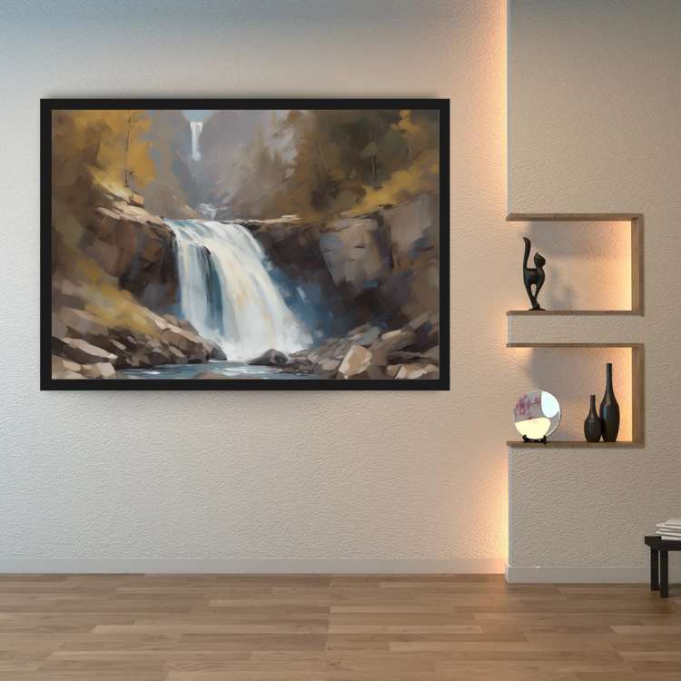 Autumn Rocky Waterfall Canyon - Wall Art Canvas WallArtVibes