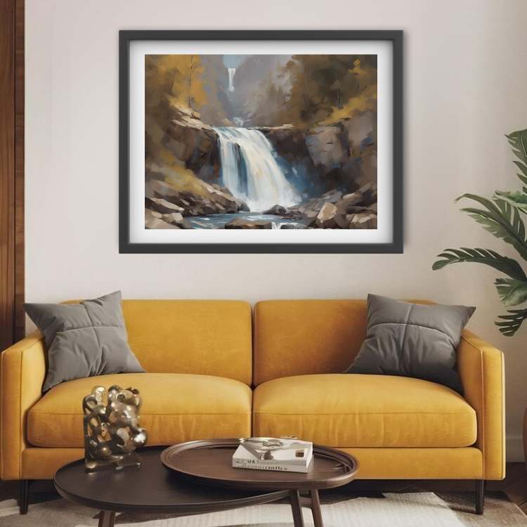 Autumn Rocky Waterfall Canyon - Wall Art Canvas WallArtVibes