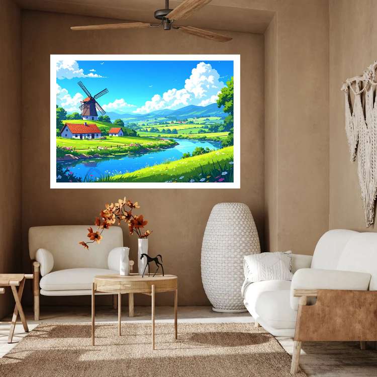 Countryside Windmill - Wall Art Canvas WallArtVibes
