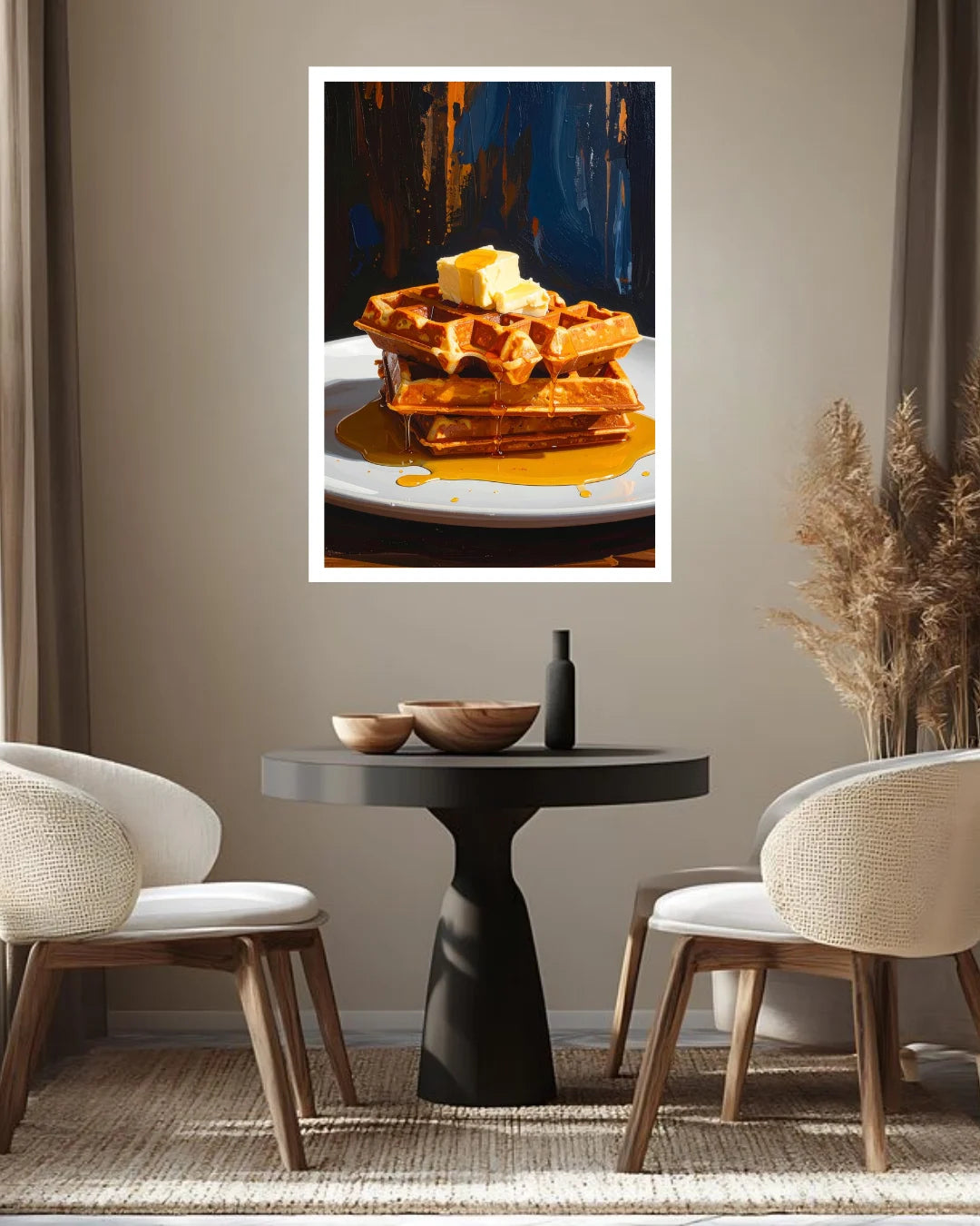 Golden Waffles with Butter &amp; Maple Syrup – Wall Art Canvas