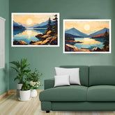 Horizon Calm: Sunset Vista - Set Of 2 - Wall Art Canvas WallArtVibes