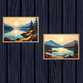 Horizon Calm: Sunset Vista - Set Of 2 - Wall Art Canvas WallArtVibes