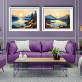 Horizon Calm: Sunset Vista - Set Of 2 - Wall Art Canvas WallArtVibes