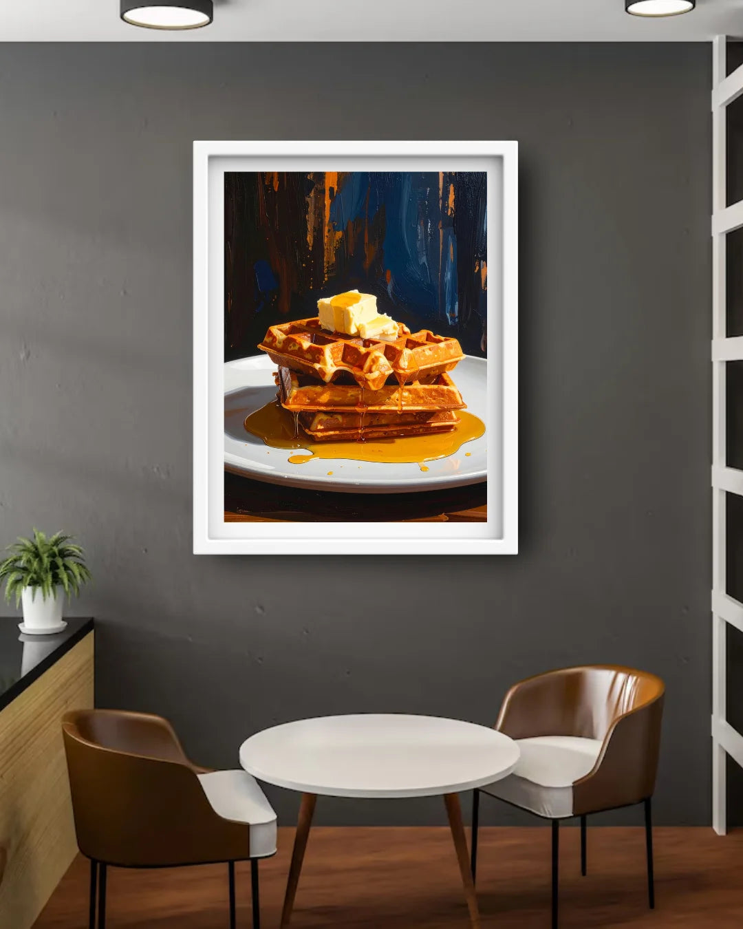 Golden Waffles with Butter &amp; Maple Syrup – Wall Art Canvas