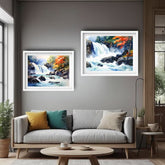 Autumn Waterfall - Set Of 2 - Wall Art Canvas WallArtVibes