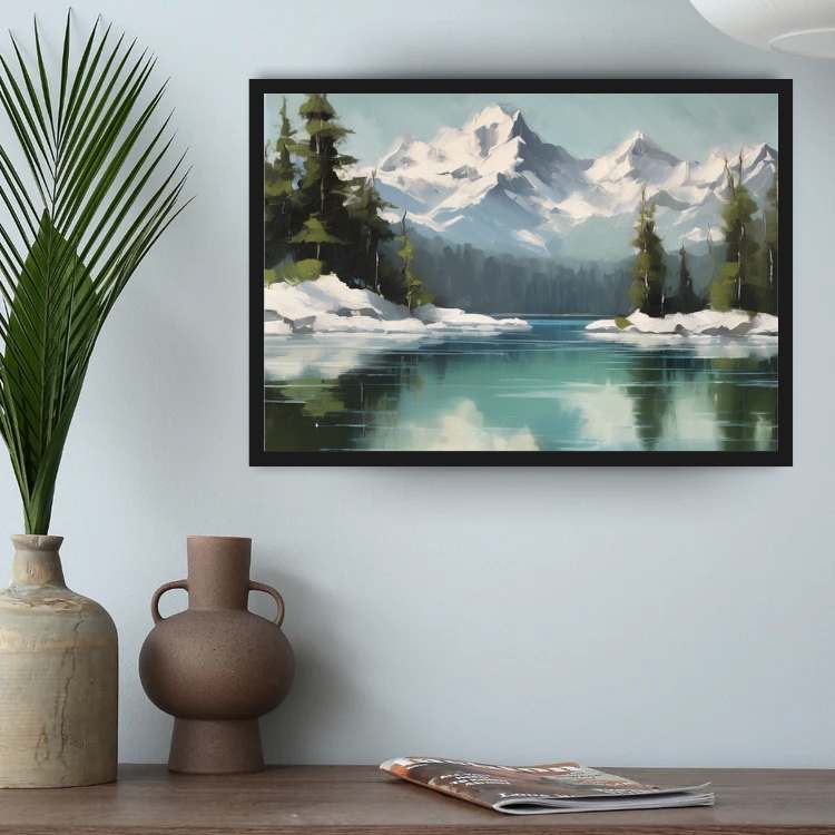 Winter Mountain Lake - Wall Art Canvas WallArtVibes