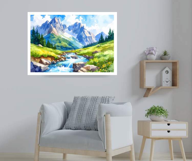 Alpine Valley Stream – Wall Art Canvas WallArtVibes