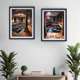 Traditional Courtyard Lotus Pond Art – Indian Heritage Wall Art Canvas WallArtVibes