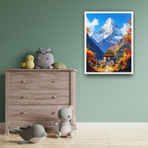 Autumn mountain scenery canvas painting
