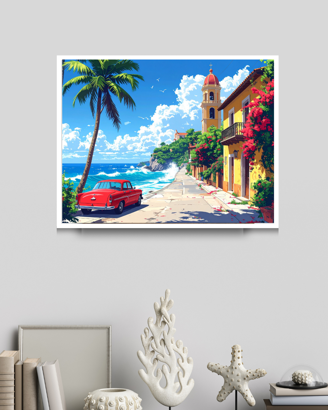 Tropical Coastal Paradise Art -  Wall Art Canvas