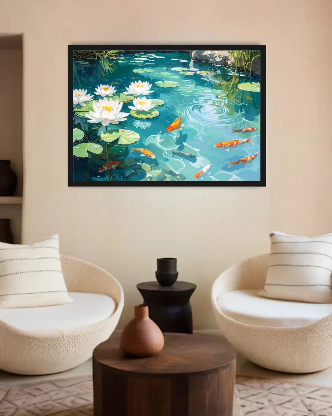 Lotus Pond with Koi Fish – Wall Art Canvas