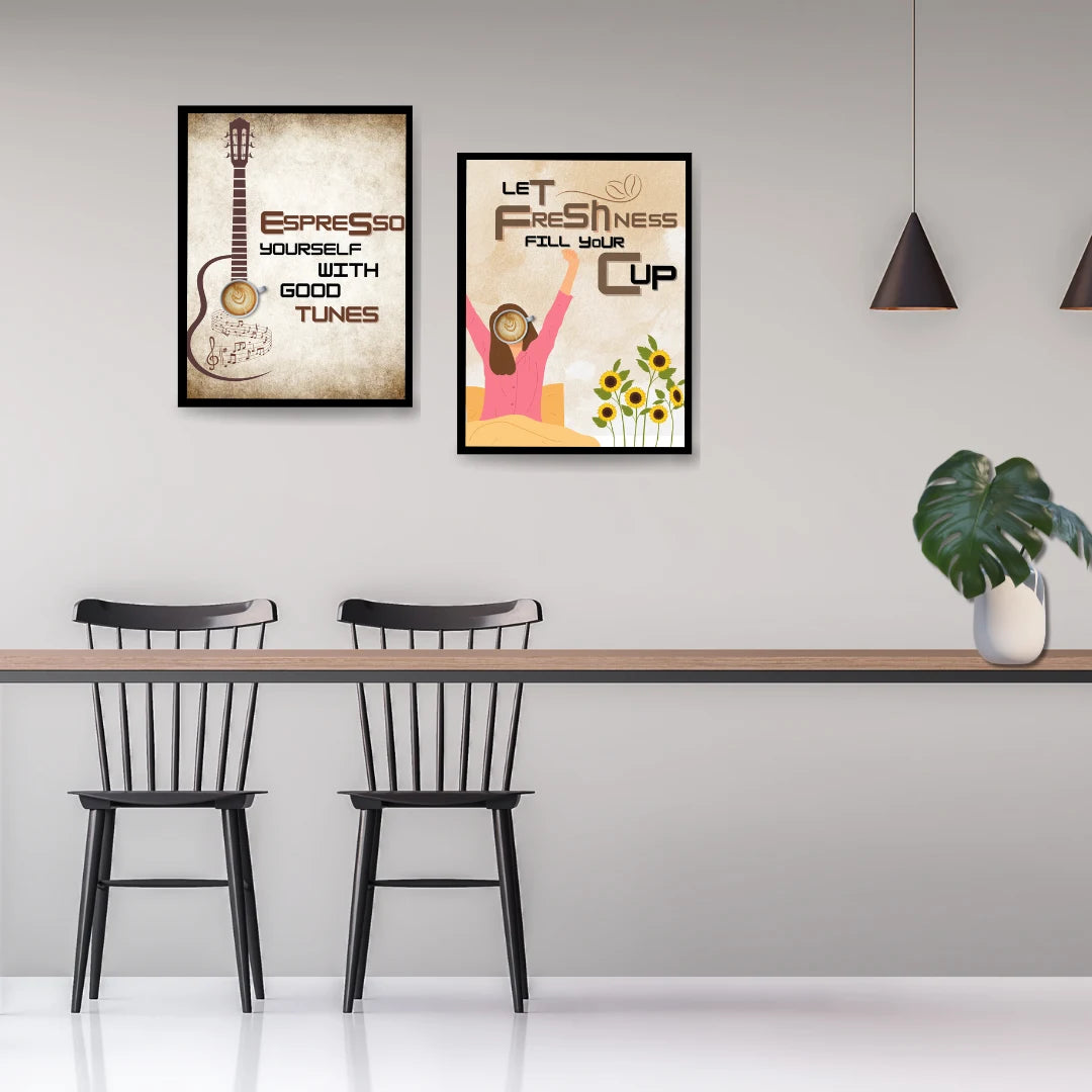 Morning Melody &amp; Fresh Brew - Set Of 2 - Wall Art Canvas
