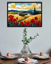 Colorful Countryside Poppy Field Landscape - Wall Art Canvas WallArtVibes