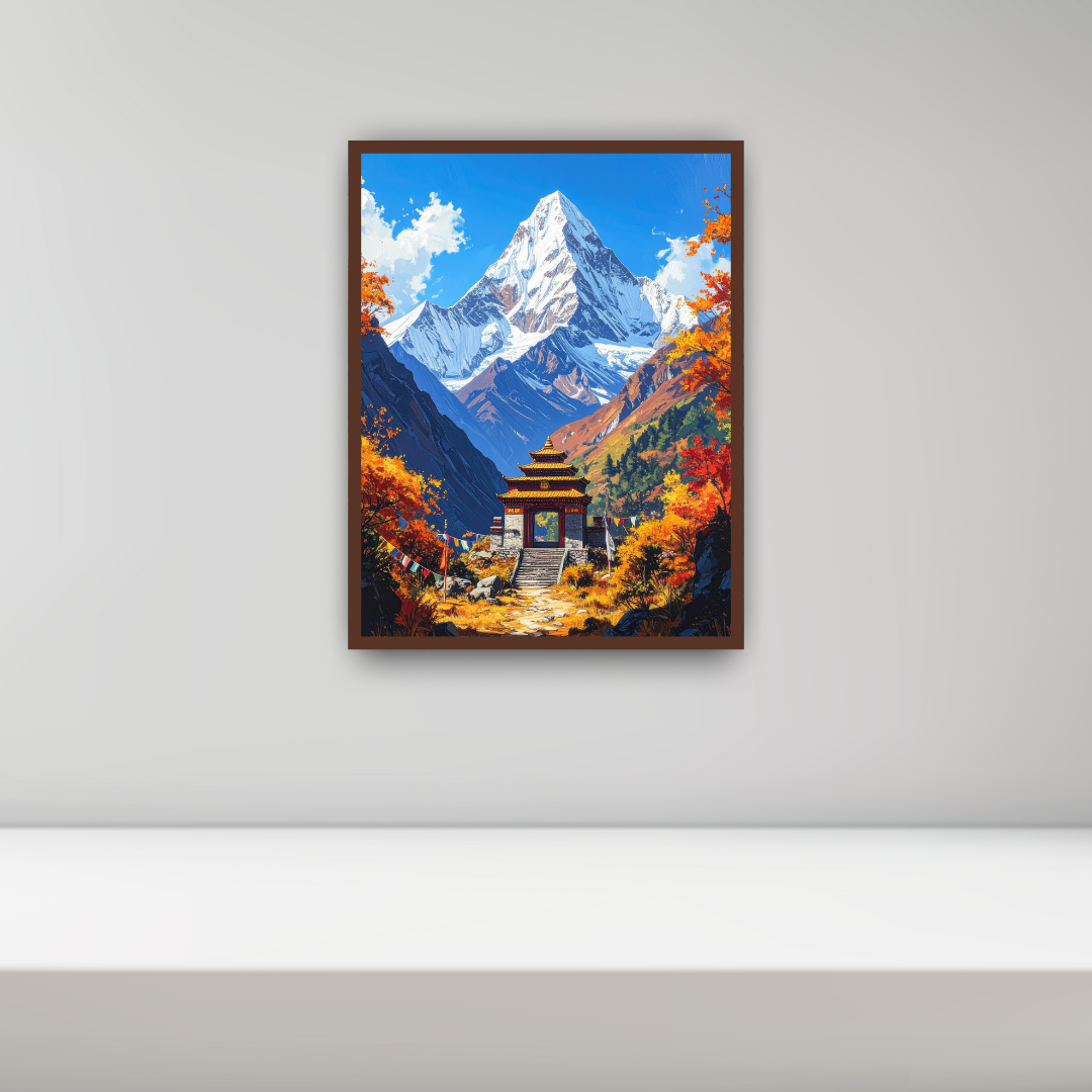 Snowy mountain canvas wall art painting
